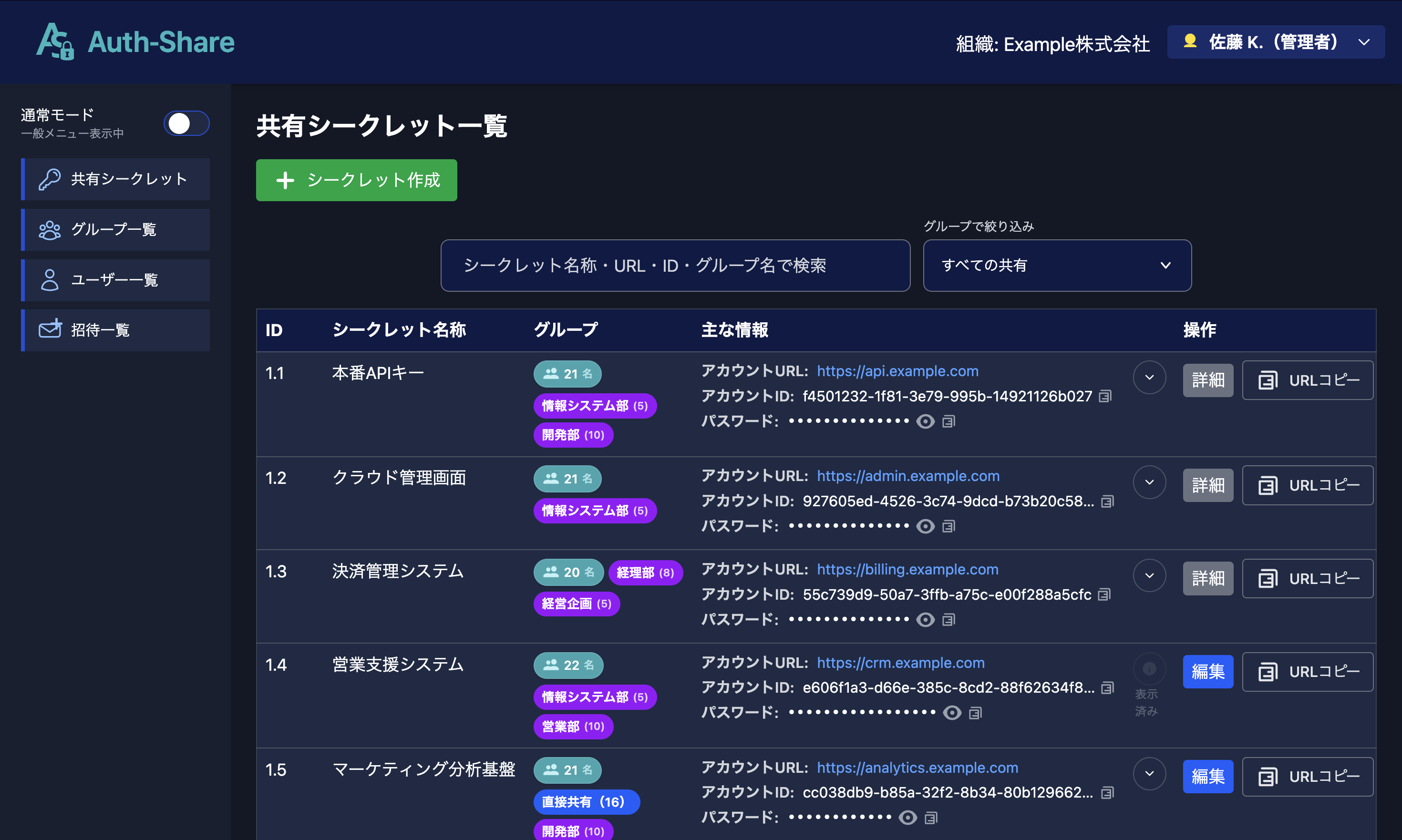 Auth-Shareの画面イメージ